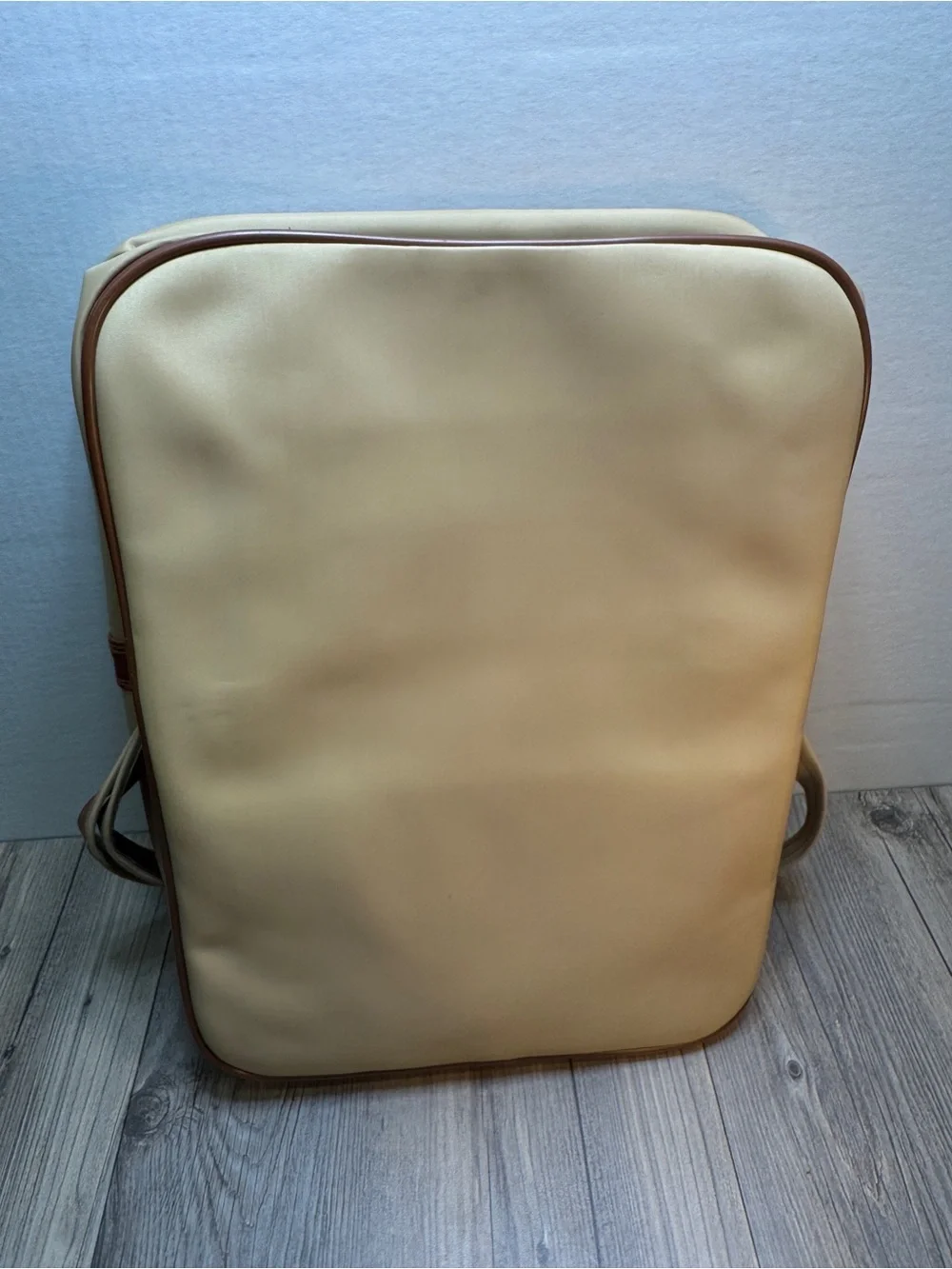 Vintage Mr. Roberts Designer Luggage bag cream brown vinyl Lubik Oldsmobile Logo
